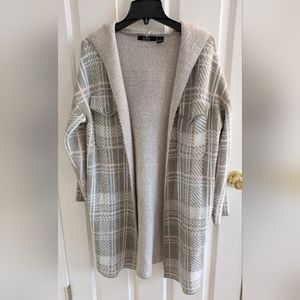 Love Ever After So Soft Open Front Long Plaid Hooded Sweater With Pocket…